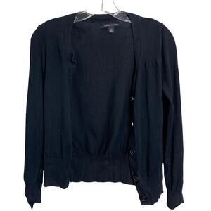 Banana Republic Women's Cardigan Sweater Button-Down Cropped Navy 100% Cotton XS